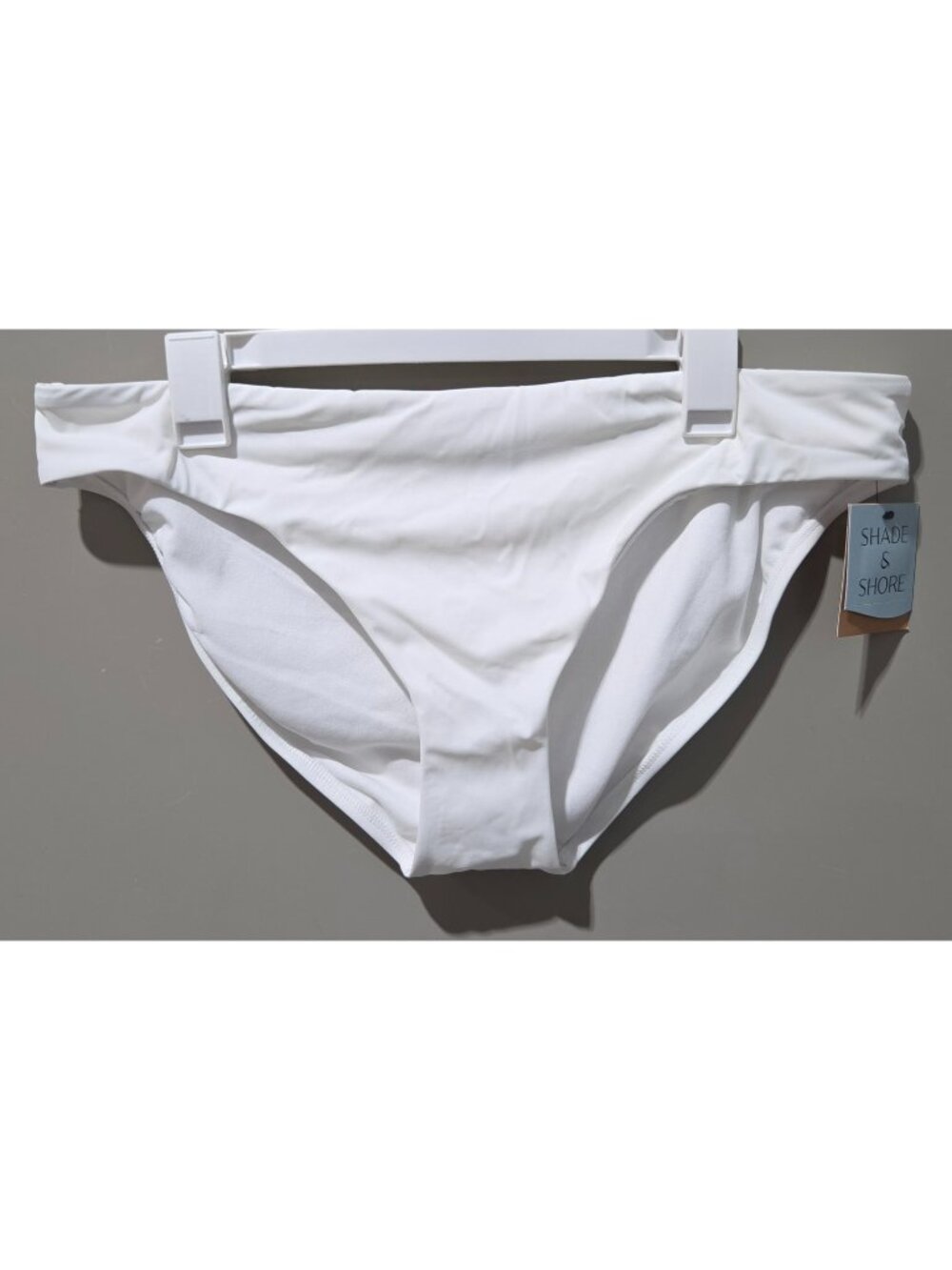 Shade & Shore Solid White Full Coverage Hipster Bikini Swim Bottom - Size XL 16